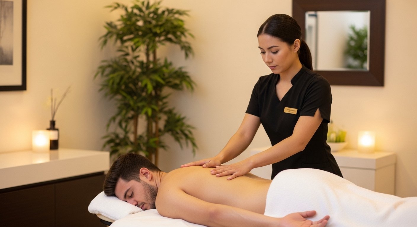 Female-to-Male Massage session at Aura International Thai Spa